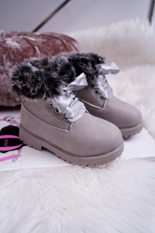 Kinderstiefel mit Fell in der Farbe Grau von Tesoro Kinderstiefel mit Fell in der Farbe Grau von Tesoro