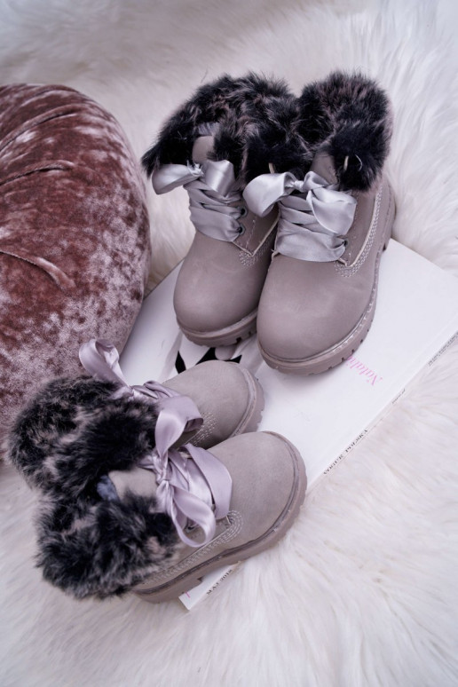 Kinderstiefel mit Fell in der Farbe Grau von Tesoro Kinderstiefel mit Fell in der Farbe Grau von Tesoro