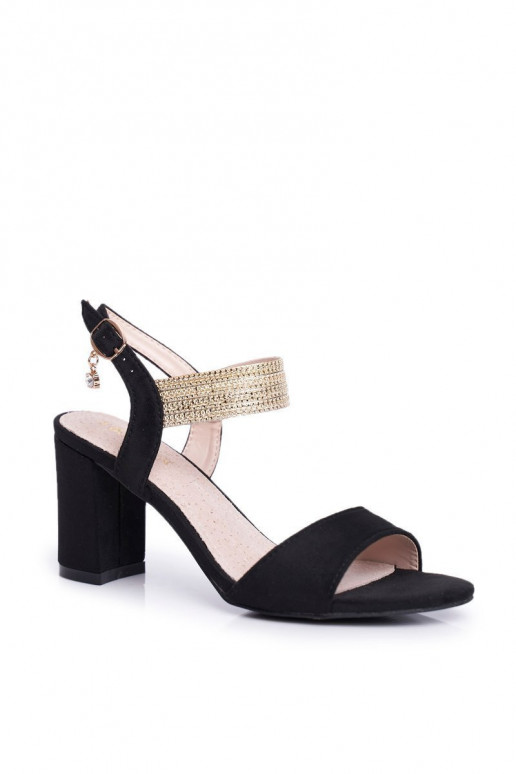 Sandales à talons hauts en daim pour femme de couleur noire Enjoy