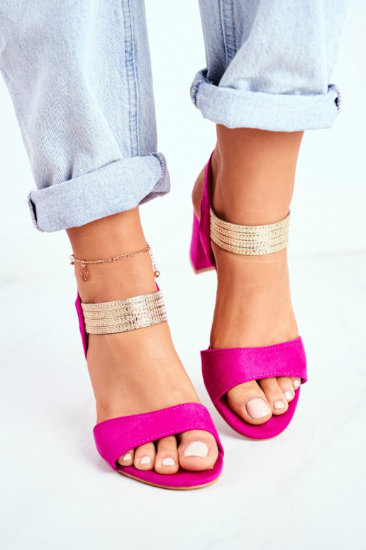 Sandales à talons femme en daim rose Enjoy