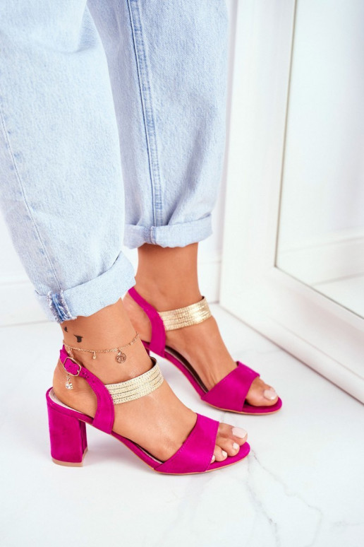 Sandales à talons femme en daim rose Enjoy