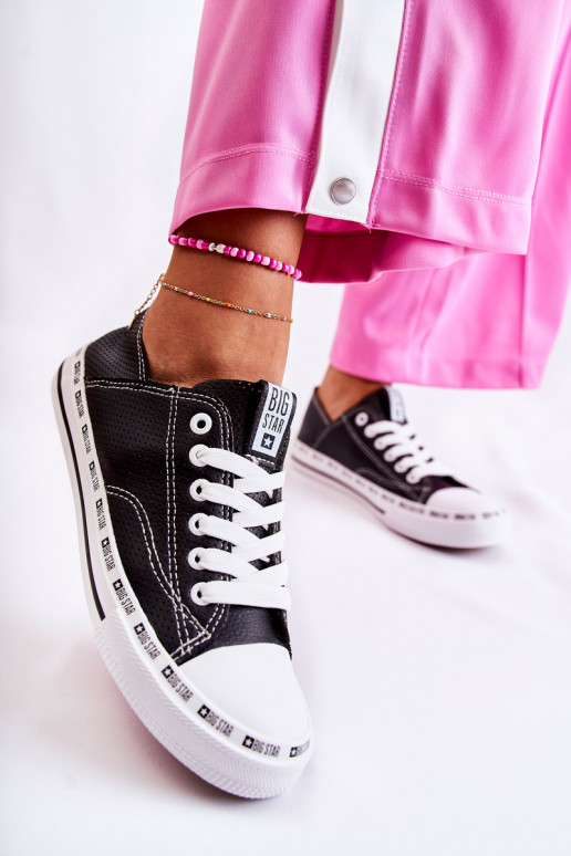 Chaussures pour femmes Big Star avec éléments ajourés de couleur noire FF274023