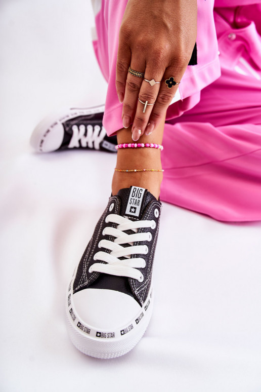 Chaussures pour femmes Big Star avec éléments ajourés de couleur noire FF274023