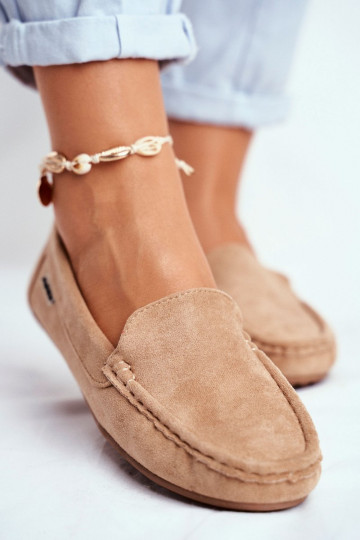 damesmocassins in beige suède Morreno