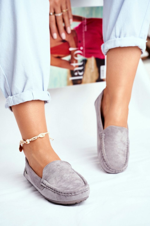 mocassins pour femmes de couleur grise en daim Morreno