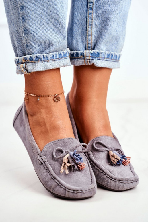 Mocassins en daim gris Donna Mia