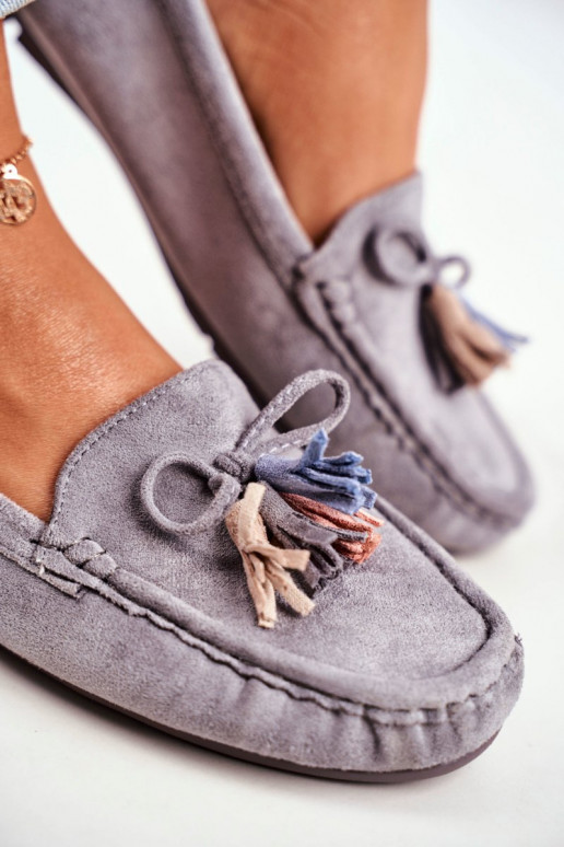Mocassins en daim gris Donna Mia