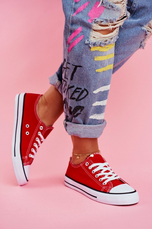 Chaussures décontractées rouges de modèle classique