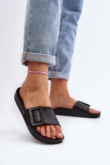 Chaussons pour femmes Big Star avec boucles couleur noir FF274A389