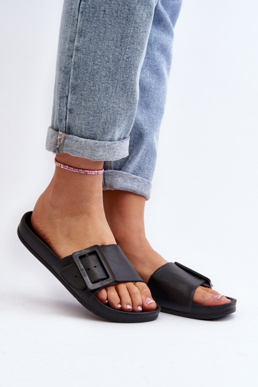 Chaussons pour femmes Big Star avec boucles couleur noir FF274A389
