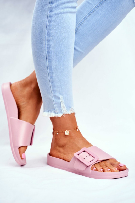 Chaussons femme Big Star avec boucles couleur rose FF274A387