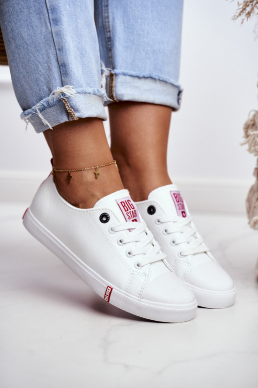Damen-Freizeitschuhe Big Star GG274005 Weiß-rote Farbe