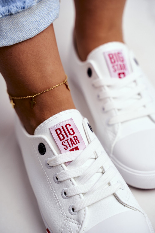 Damen-Freizeitschuhe Big Star GG274005 Weiß-rote Farbe