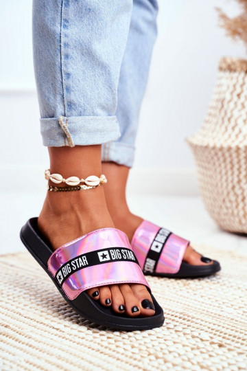 Damespantoffels Big Star roze Holo GG274A008