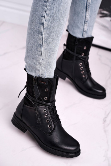 Bottes massives à la mode de couleur noire Perfecto