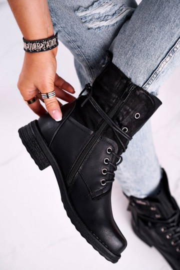 Modische massive Stiefel in schwarzer Farbe Perfecto 2