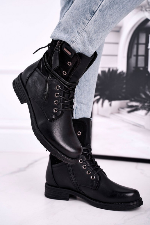 Modische massive Stiefel in schwarzer Farbe Perfecto