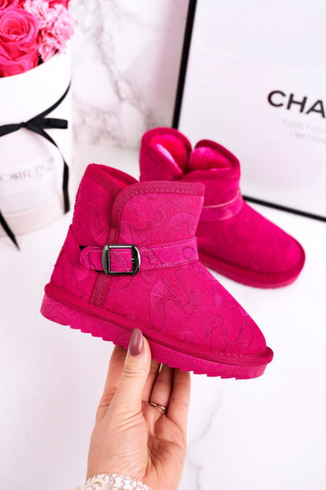 Kinder-Schneestiefel mit Fell rosa Kawai