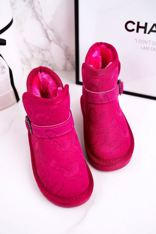 Bottes de neige enfant avec fourrure rose Kawai Bottes de neige enfant avec fourrure rose Kawai