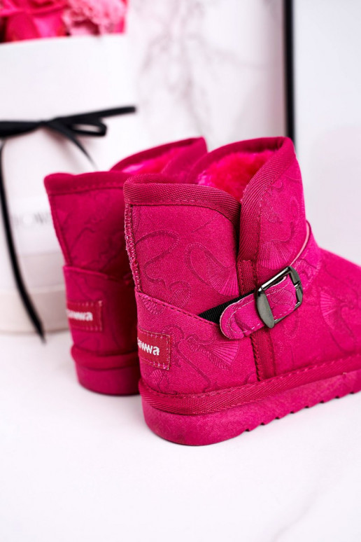 Bottes de neige enfant avec fourrure rose Kawai Bottes de neige enfant avec fourrure rose Kawai