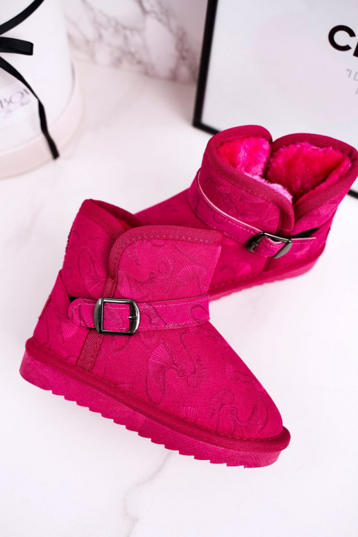 Bottes de neige enfant avec fourrure rose Kawai Bottes de neige enfant avec fourrure rose Kawai