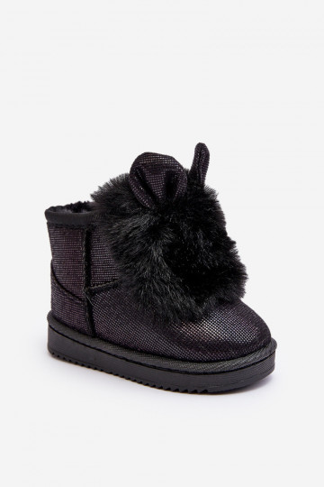 Bottes de neige pour enfants réchauffées avec fourrure à l'intérieur avec oreilles de couleur noire Betty