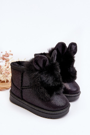 Bottes de neige pour enfants réchauffées avec fourrure à l'intérieur avec oreilles de couleur noire Betty 2