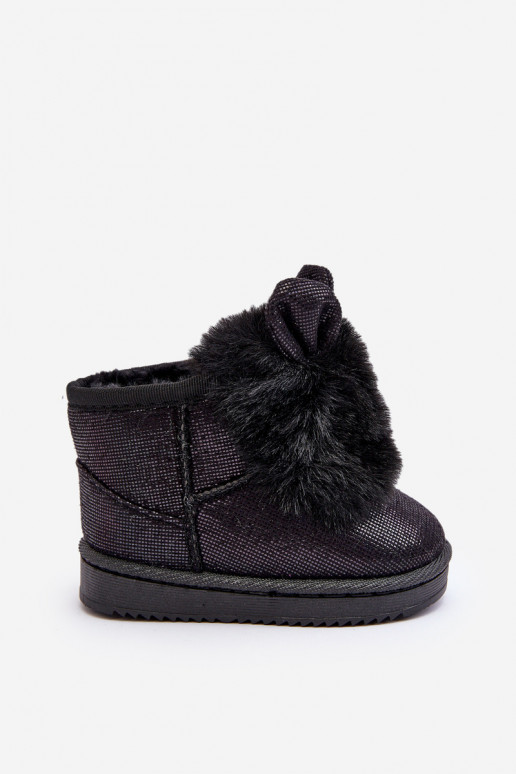 Bottes de neige pour enfants réchauffées avec fourrure à l'intérieur avec oreilles de couleur noire Betty