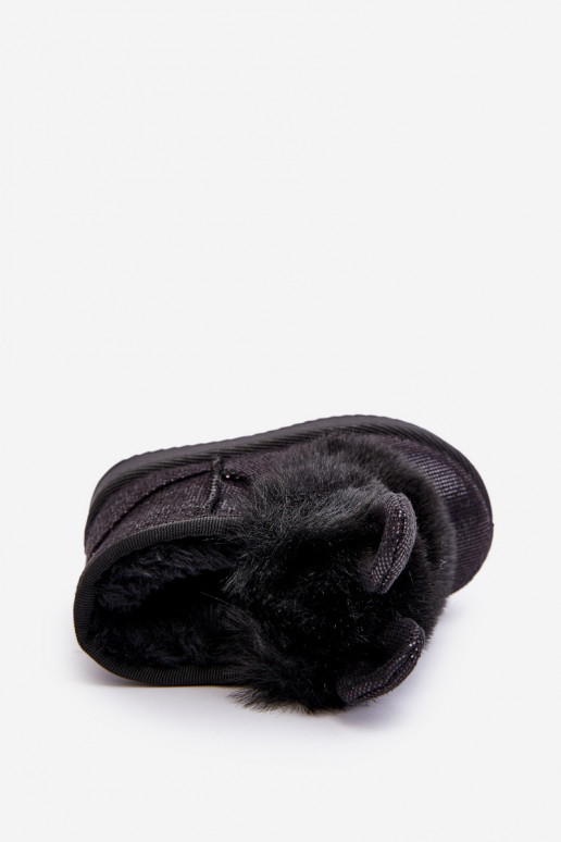 Bottes de neige pour enfants réchauffées avec fourrure à l'intérieur avec oreilles de couleur noire Betty