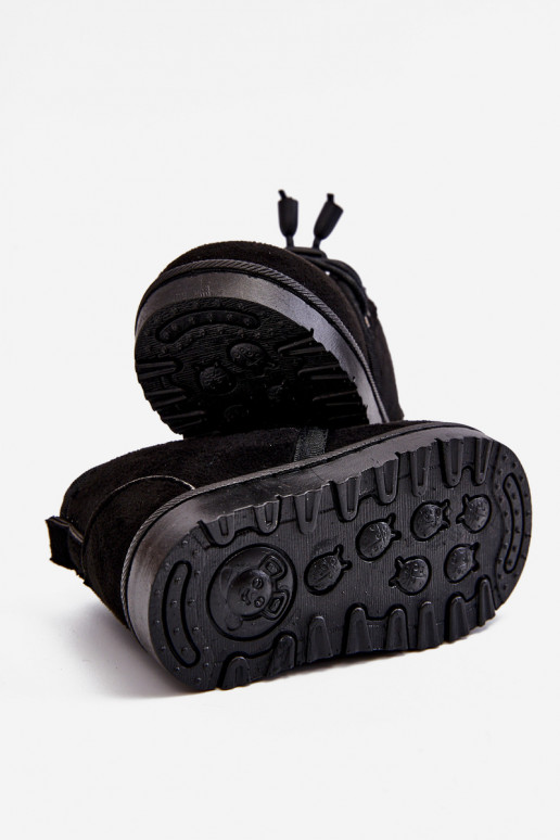 Schnür-Schneestiefel für Kinder mit Fell in Schwarz Hunter Schnür-Schneestiefel für Kinder mit Fell in Schwarz Hunter