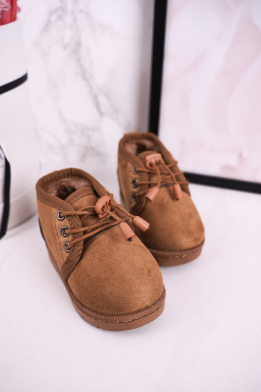 Bottines de neige à lacets pour enfants avec fourrure marron Hunter