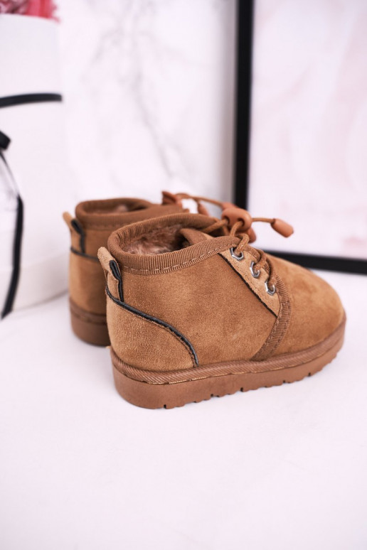 Bottines de neige à lacets pour enfants avec fourrure marron Hunter