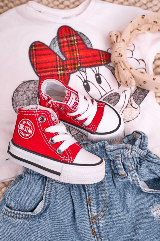 Kinder-Freizeitschuhe mit Sohlen und Reißverschlüssen BIG STAR HH374190 rote Farbe