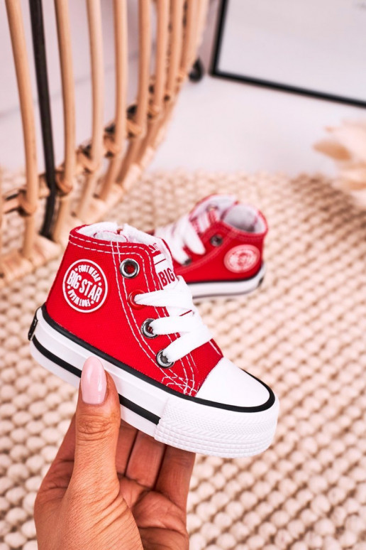 Kinder-Freizeitschuhe mit Sohlen und Reißverschlüssen BIG STAR HH374190 rote Farbe