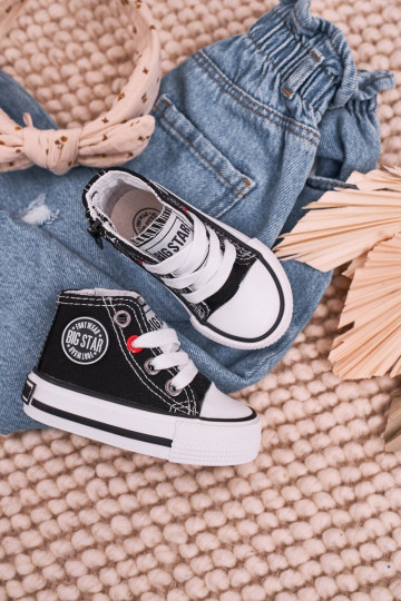 Vrijetijdsschoenen voor kinderen met zolen met ritsen BIG STAR HH374188 zwarte kleur