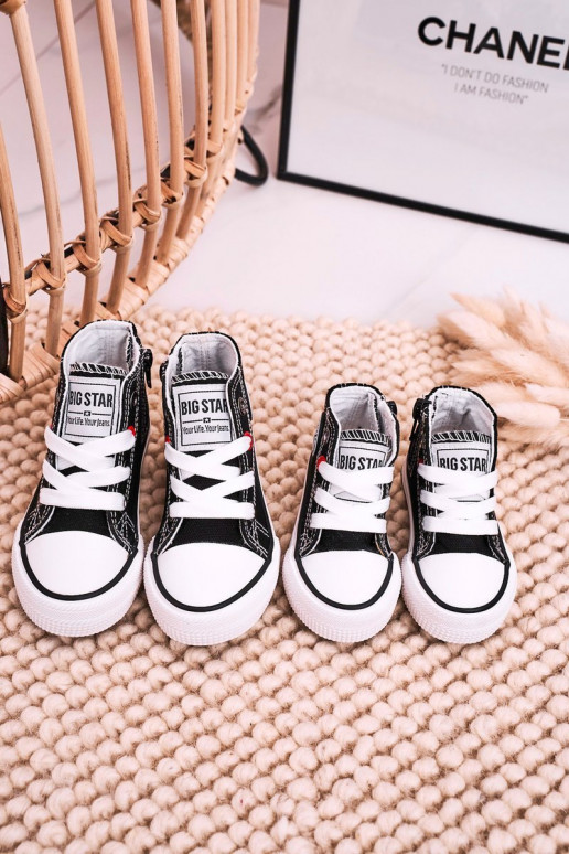 Kinder-Freizeitschuhe mit Sohlen und Reißverschlüssen BIG STAR HH374188 schwarze Farbe