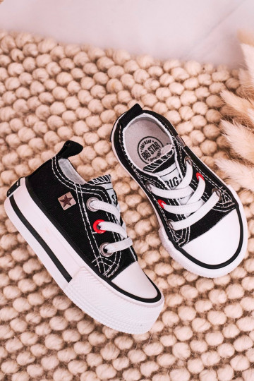 Klassische Kinder-Sneakers mit flacher Sohle BIG STAR HH374194 in schwarzer Farbe