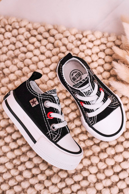 Klassiek model kindersneakers met platte zolen BIG STAR HH374194 zwarte kleur Klassiek model kindersneakers met platte zolen BIG STAR HH374194 zwarte kleur