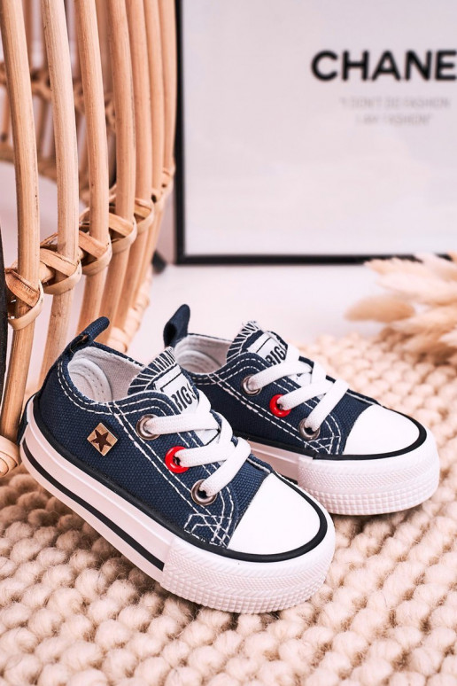 Klassische Kinder-Sneakers mit flacher Sohle BIG STAR HH374195 dunkelblau Klassische Kinder-Sneakers mit flacher Sohle BIG STAR HH374195 dunkelblau