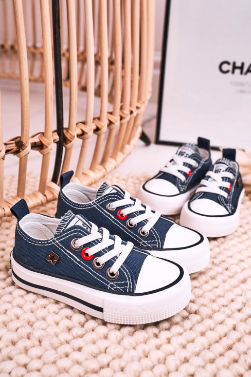 Klassische Kinder-Sneakers mit flacher Sohle BIG STAR HH374195 dunkelblau Klassische Kinder-Sneakers mit flacher Sohle BIG STAR HH374195 dunkelblau