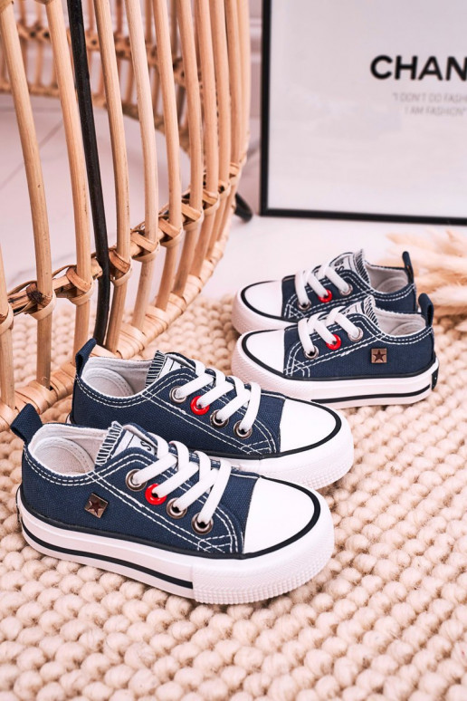 Klassiek model kindersneakers met platte zolen BIG STAR HH374195 donkerblauw Klassiek model kindersneakers met platte zolen BIG STAR HH374195 donkerblauw