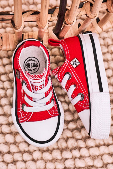 Klassiek model kindersneakers met platte zolen BIG STAR HH374196 rode kleur