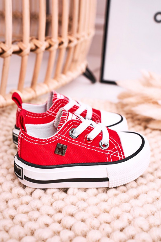 Klassische Kinder-Sneakers mit flacher Sohle BIG STAR HH374196 in roter Farbe Klassische Kinder-Sneakers mit flacher Sohle BIG STAR HH374196 in roter Farbe