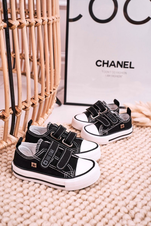 Vrijetijdsschoenen voor kinderen met zelfklevende sluitingen BIG STAR HH374200 zwarte kleur