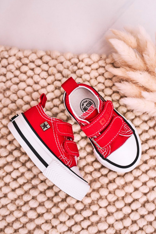 Chaussures de loisirs enfant avec attaches adhésives BIG STAR HH374202 couleur rouge