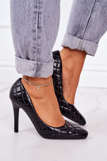 Chaussures à talons hauts matelassées de style élégant de couleur noire Rosanna 2