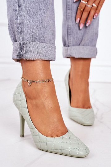 Chaussures à talons hauts matelassées de style élégant de couleur verte Rosanna 2
