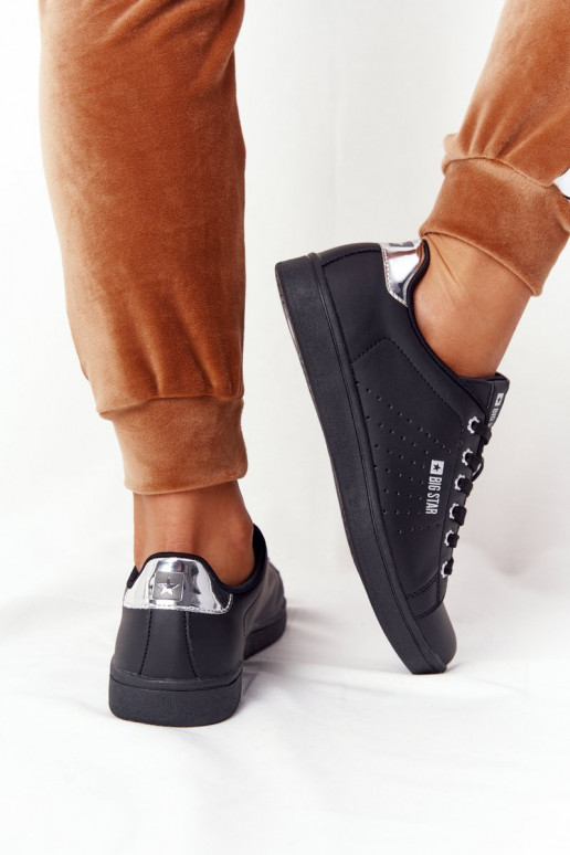 Baskets en cuir naturel BIG STAR DD274586 Noir et argent