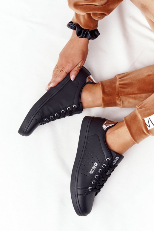 Natuurlijk leren sneakers BIG STAR DD274586 Zwart en zilver