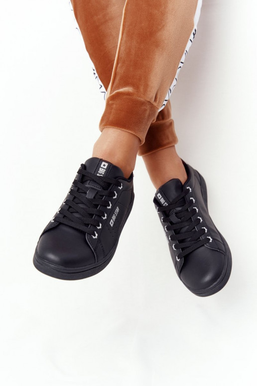 Natuurlijk leren sneakers BIG STAR DD274586 Zwart en zilver